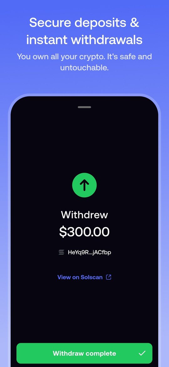 Fomo iPhone withdrawal of $300 to a Solana address with a View on Solscan link